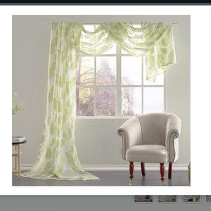 Sheer Window Scarf 50" x 212" Leaf Pattern